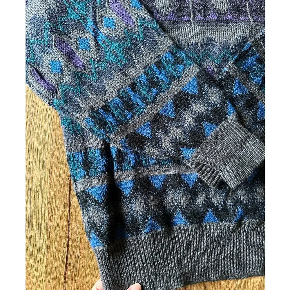 Expressions International Vtg Chunky Multi Patterned Sweater Size Large